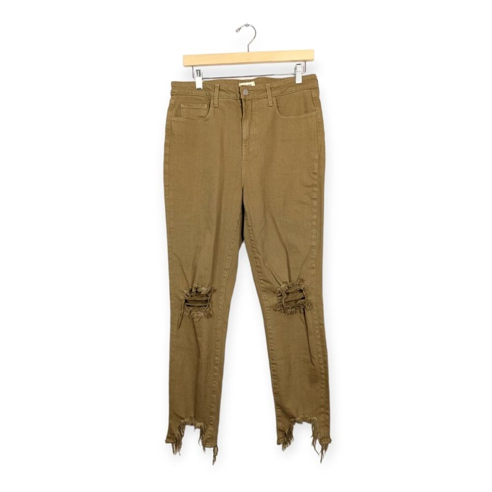 NWT L'Agence Tan High Line High Rise Distressed Skinny Jeans Size 30